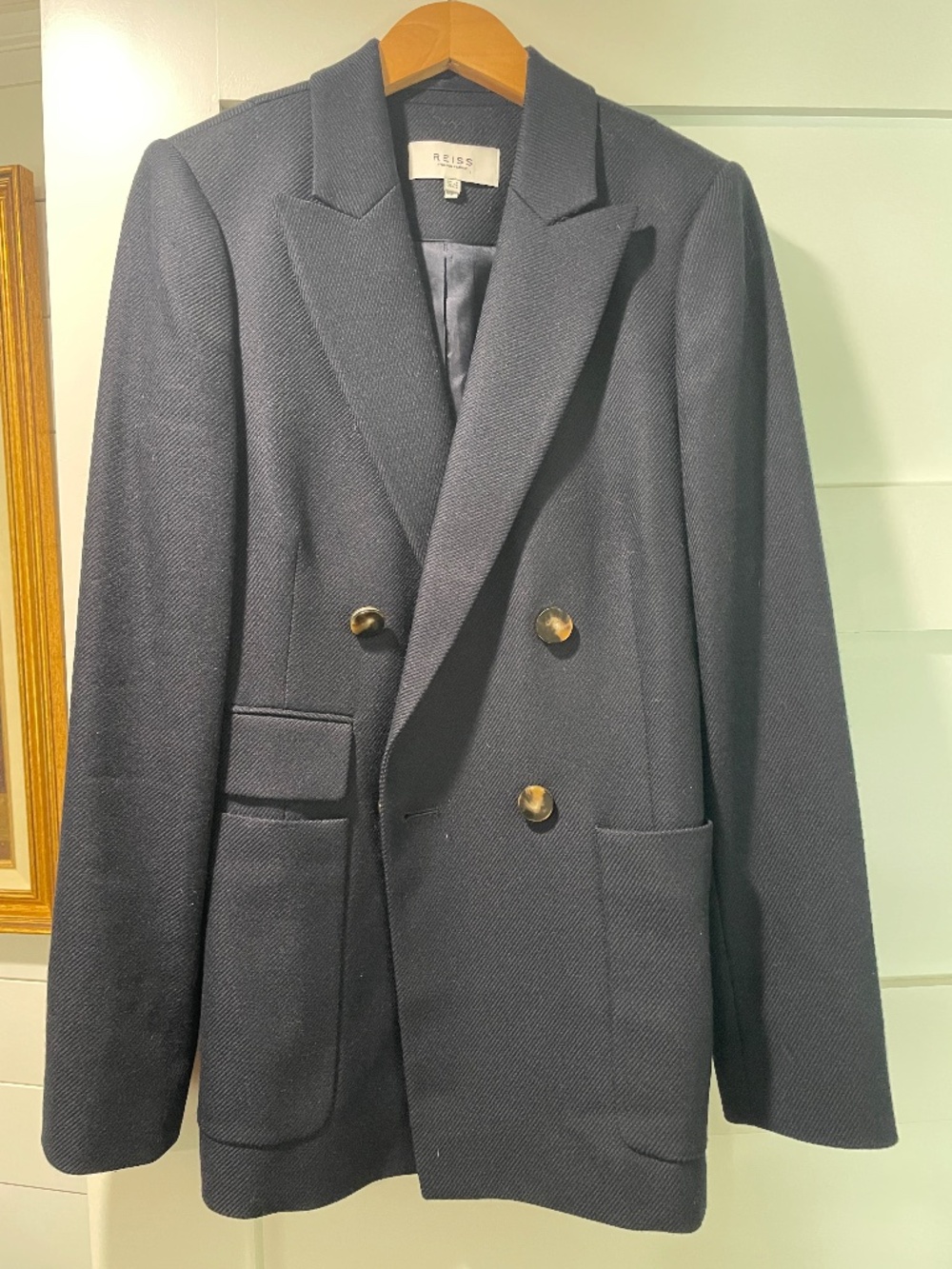 LARSSON blue DOUBLE BREASTED TWILL BLAZER